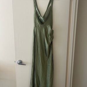 Green Halter Maxi Sundress for Wedding Guest